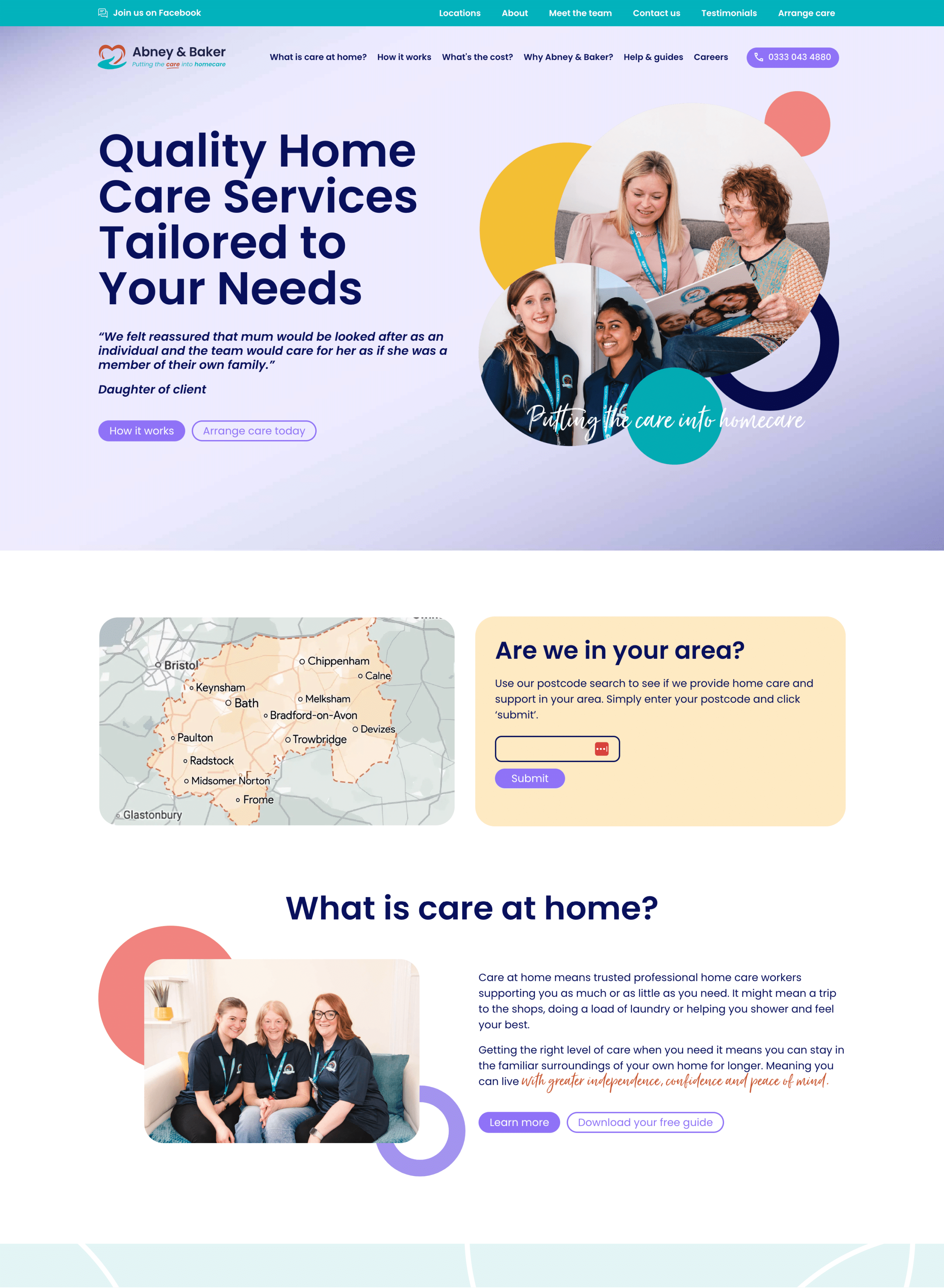 Abney & Baker home care website homepage