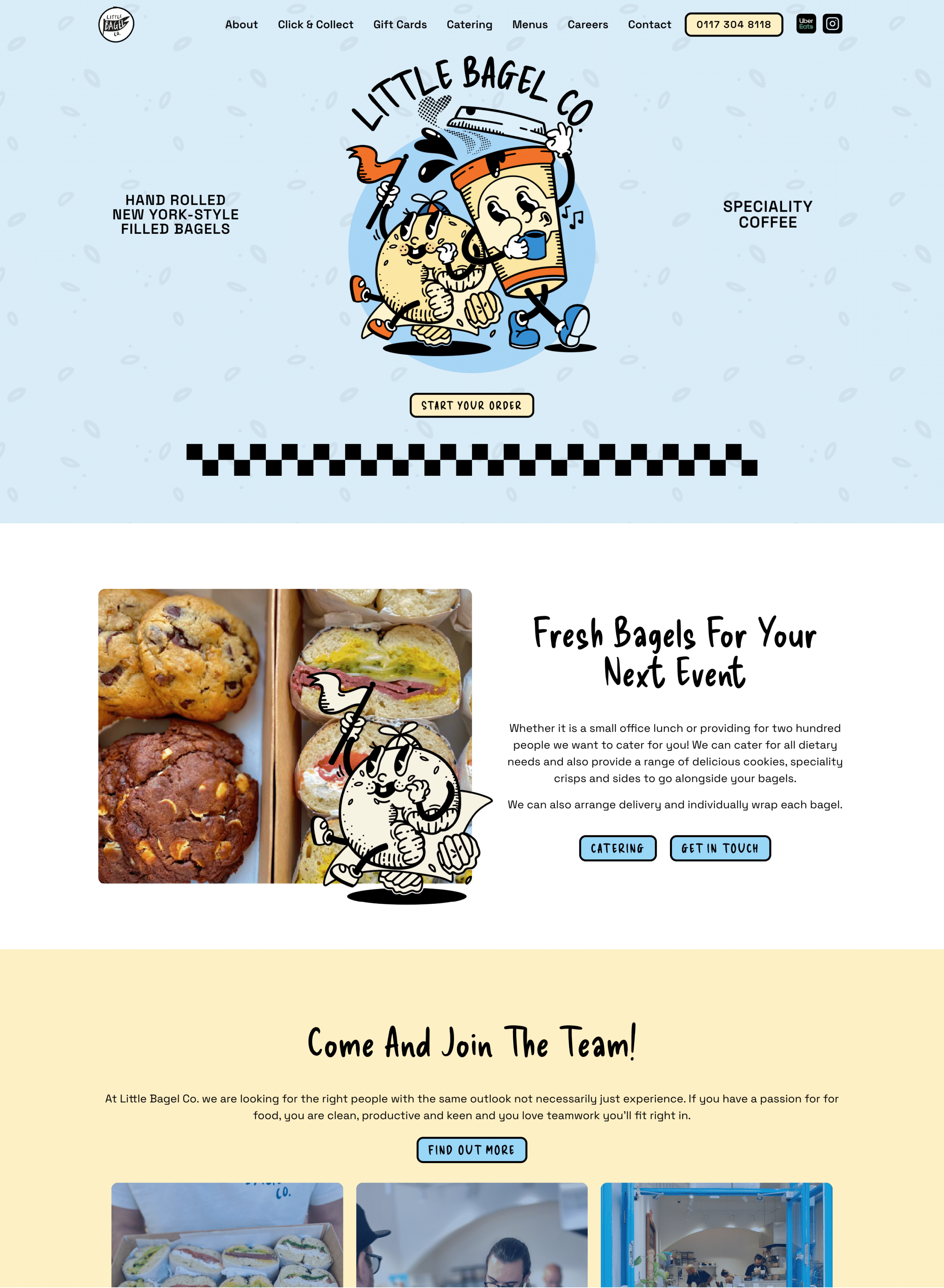 Little Bagel Co. website homepage
