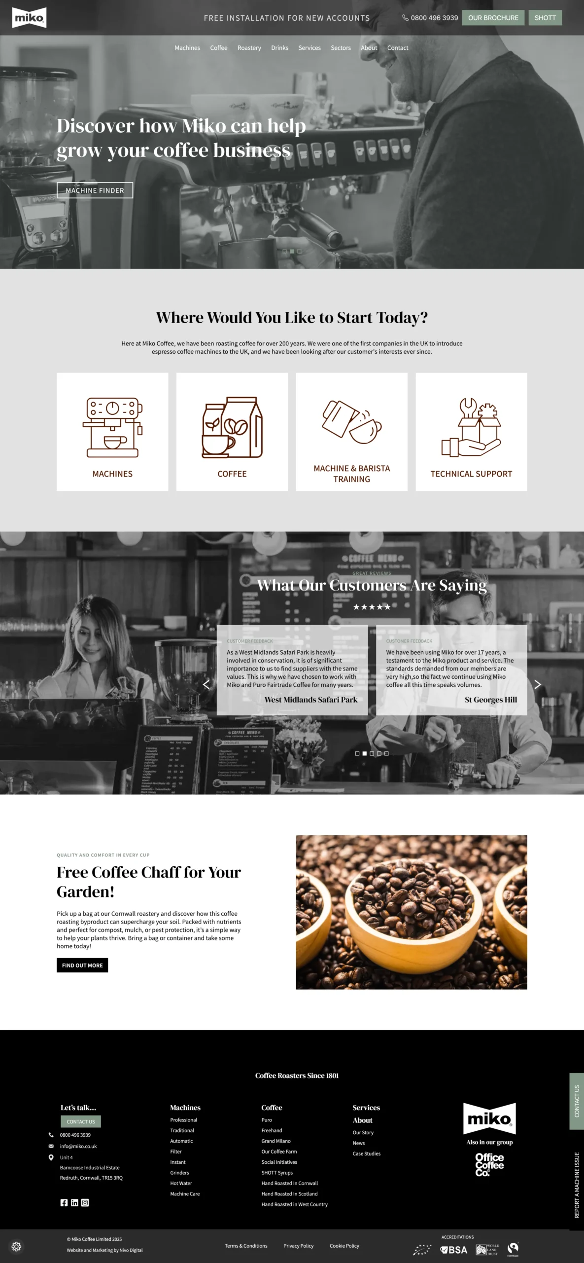 Miko Coffee website homepage