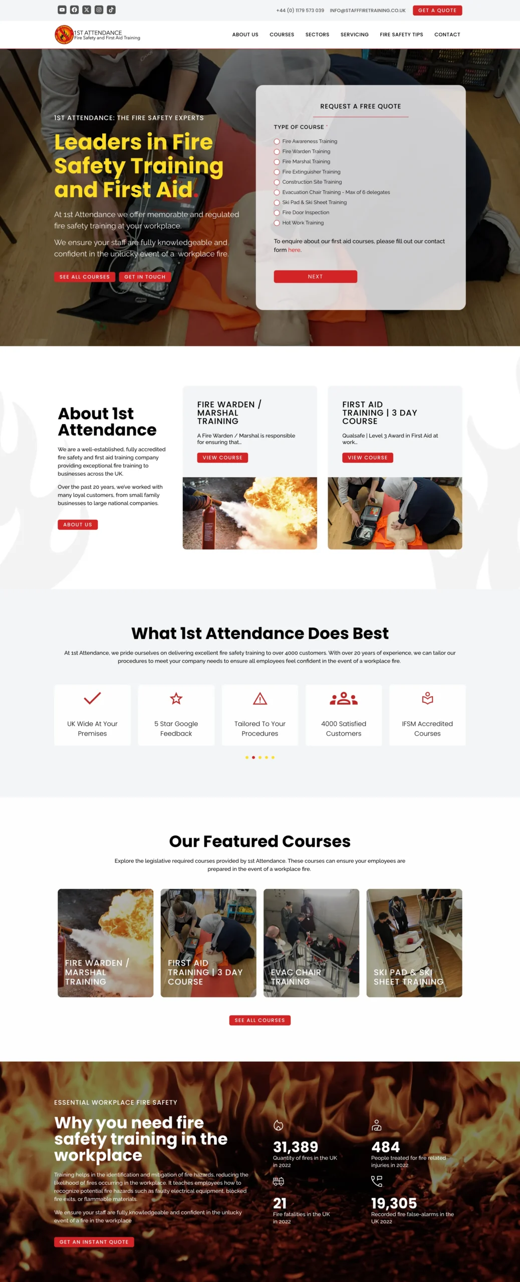 1st Attendance website homepage after the redesign