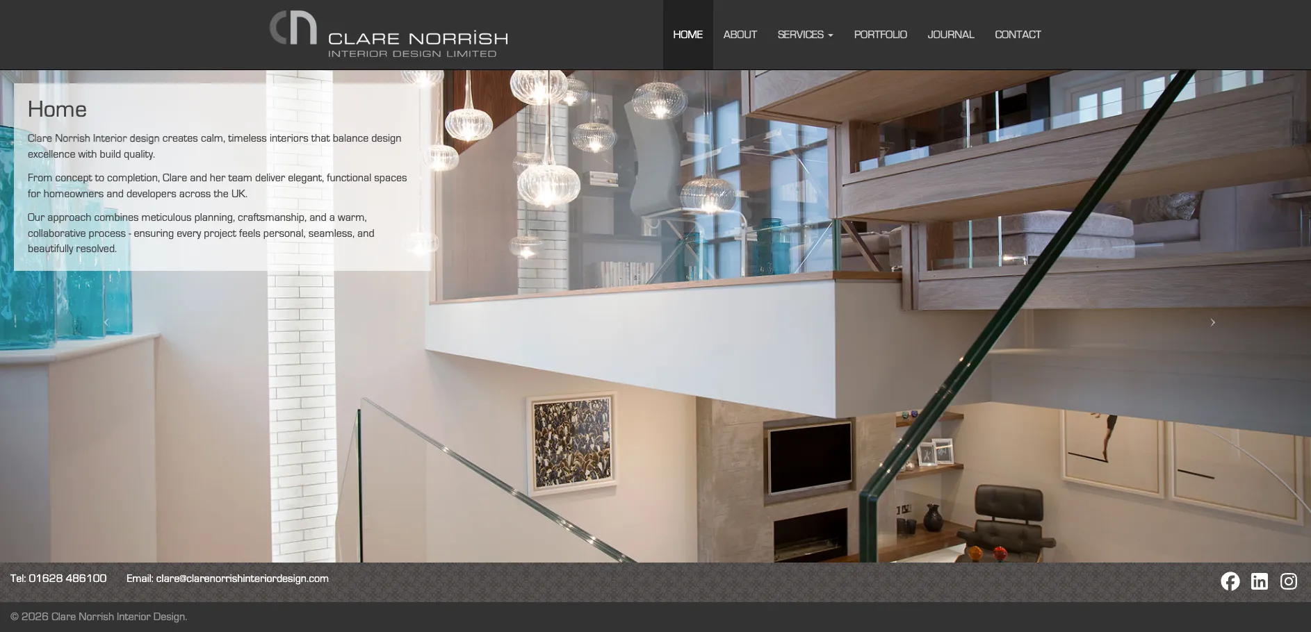 Clare Norrish Interior Design website homepage before the redesign