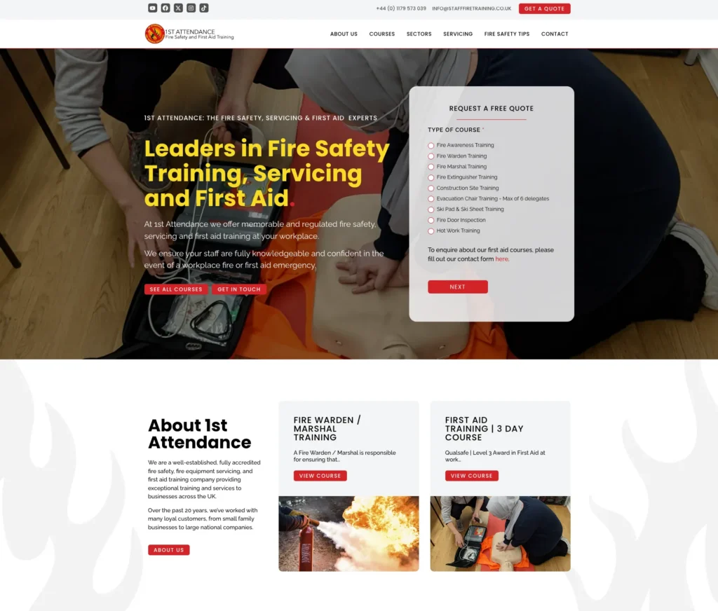 1st Attendance website homepage